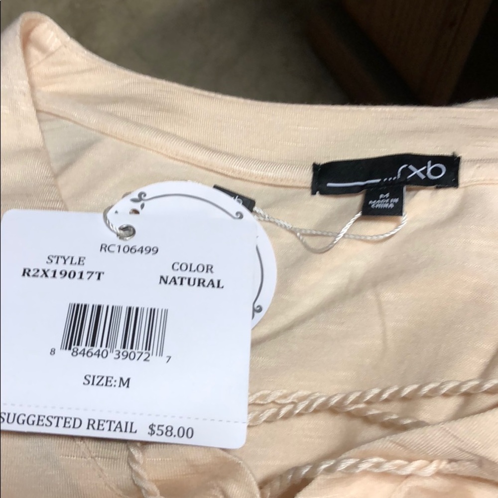 Rxb cream top with Poms around sleeves NWT - Picture 6 of 6